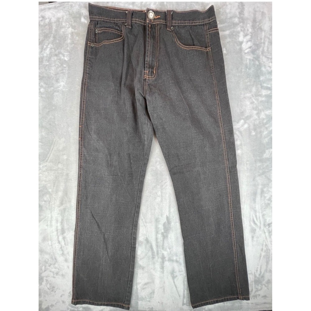Dmax Jeans Mens 34x31.5 ** Blue Excellent Straight Leg Orange Stitch Denim Pants